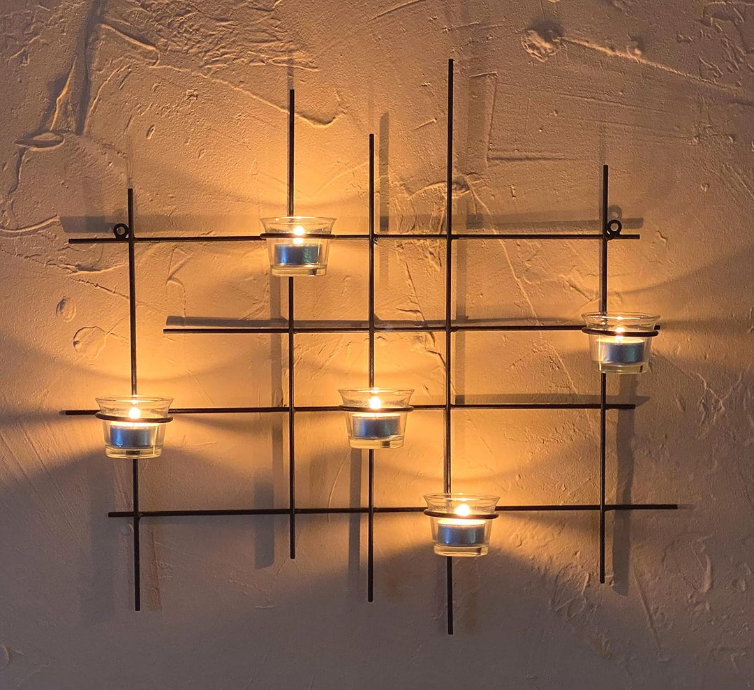 DanDiBo Wandteelichthalter Metall Leuchter 5XXL Wandkerzenhalter 50 cm Teelichthalter Wand Kerzenhal