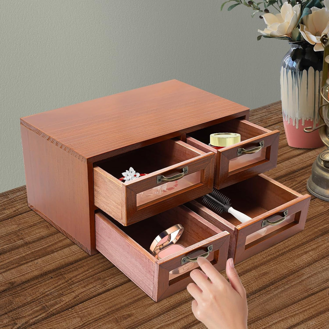 Schreibtisch Organizer Holz Aufbewahrungsschrank Mit 4 Schubladen FüR Zuhause Vintage Holzschubladen