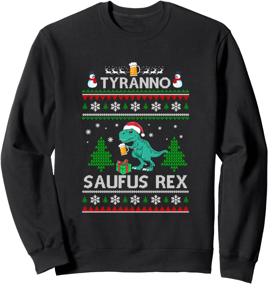 Tyranno Saufus Rex Dino Dinosaurier Hässliches Weihnachtsbier Sweatshirt