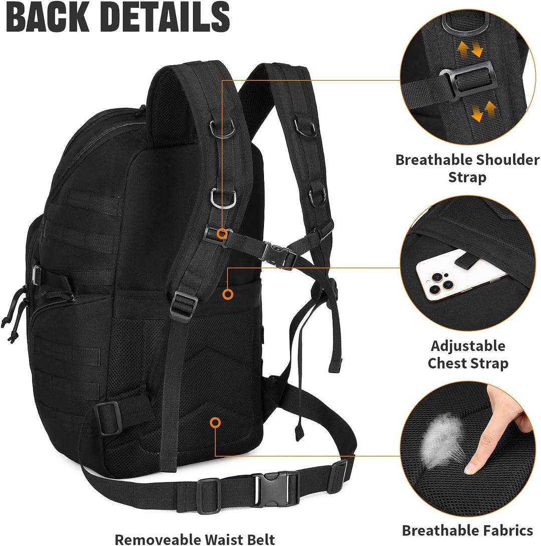 VINBAGGE Rucksack Taktischer 40L Herren Wanderrucksack Trekkingrucksack Angelrucksack Molle Schulter