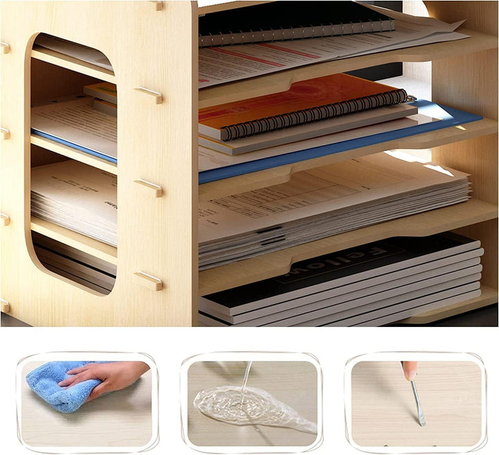 PUNCIA Dokumentenablage A4 Briefablage 5 Ablagefächer Holz Schreibtisch Datei Organizer Papierablage