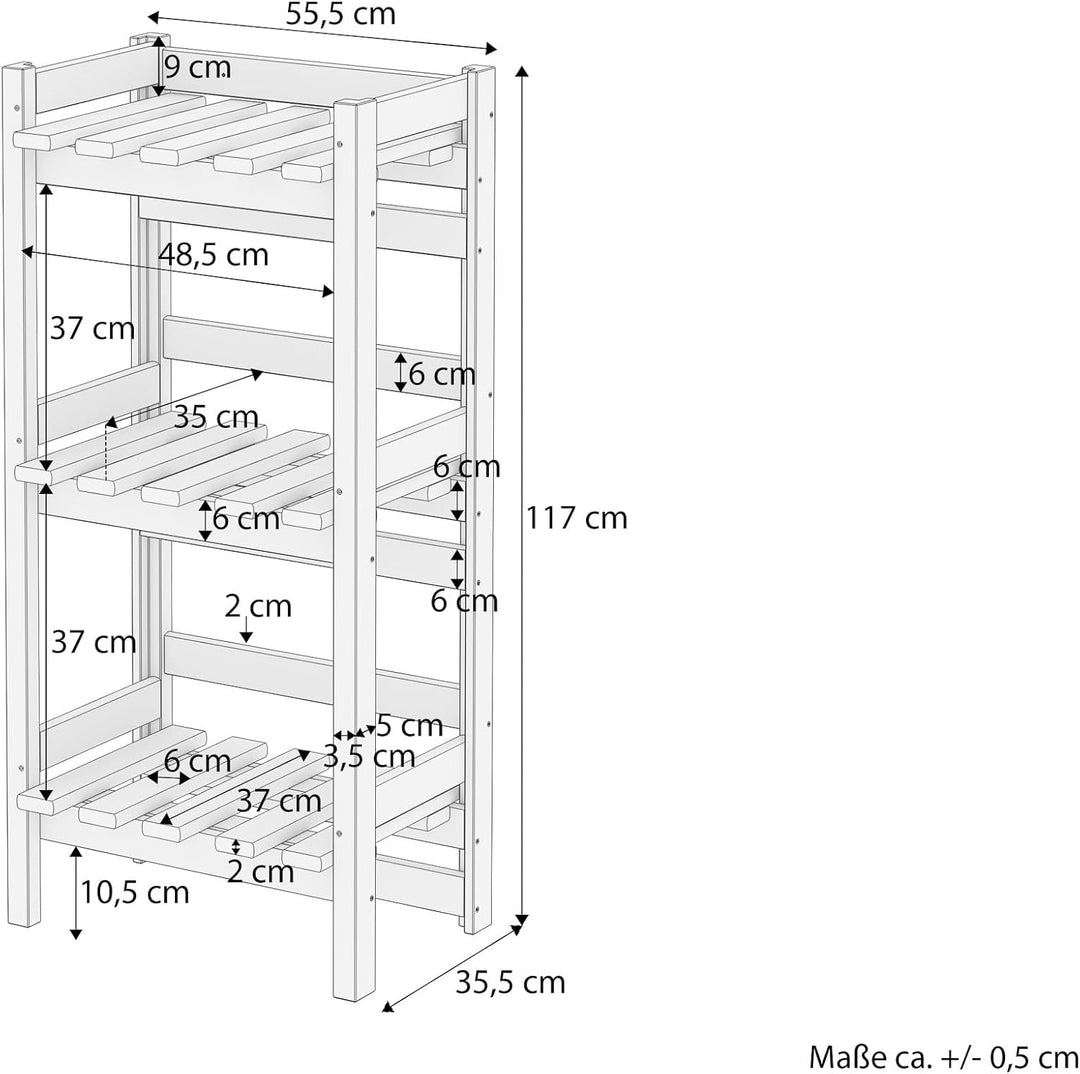 Erst-Holz Kombiregal schmal Vorratsregal, Kistenregal, Lagerregal aus Massivholz V-90.81-02 Doppelpa