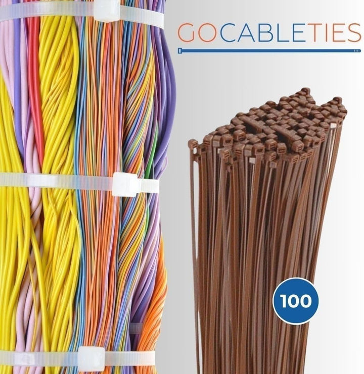 Gocableties Kabelbinder 100 Stück Braun, 450 mm x 9,0 mm mit 79,4 kg Zugfestigkeit, extra starkes, U