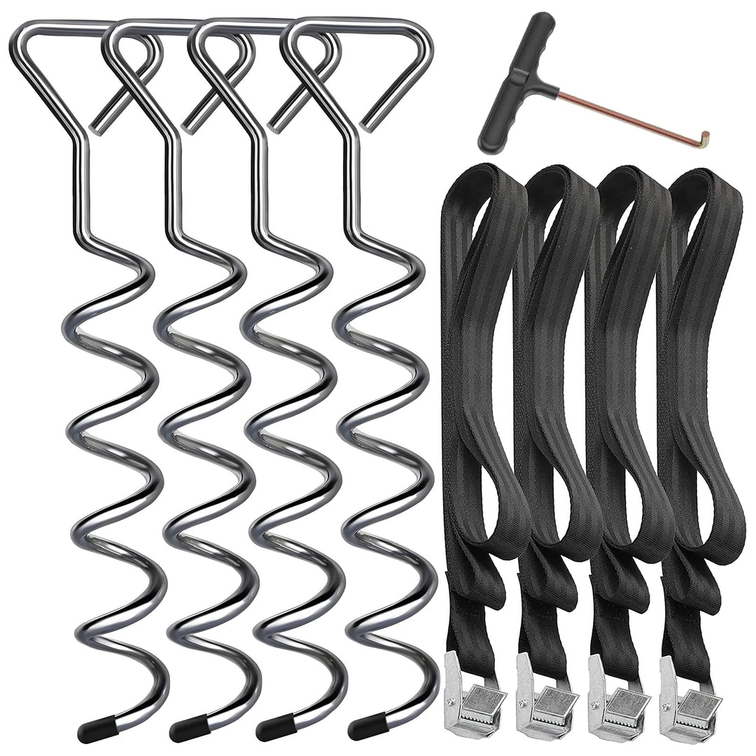 4 Stück Bodenanker Set für Trampolin Bodenverankerung - Verzinkt und rostfrei Erdanker für Trampolin