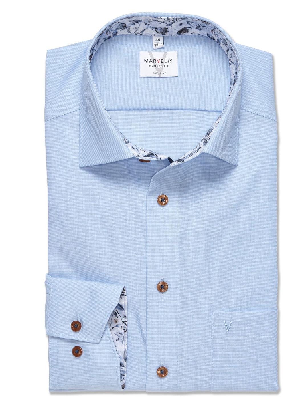 Marvelis Herren Businesshemd Langarm 720014,Einfarbig,Modern Fit,New Kent 38 Rauchblau 13, 38 Rauchb