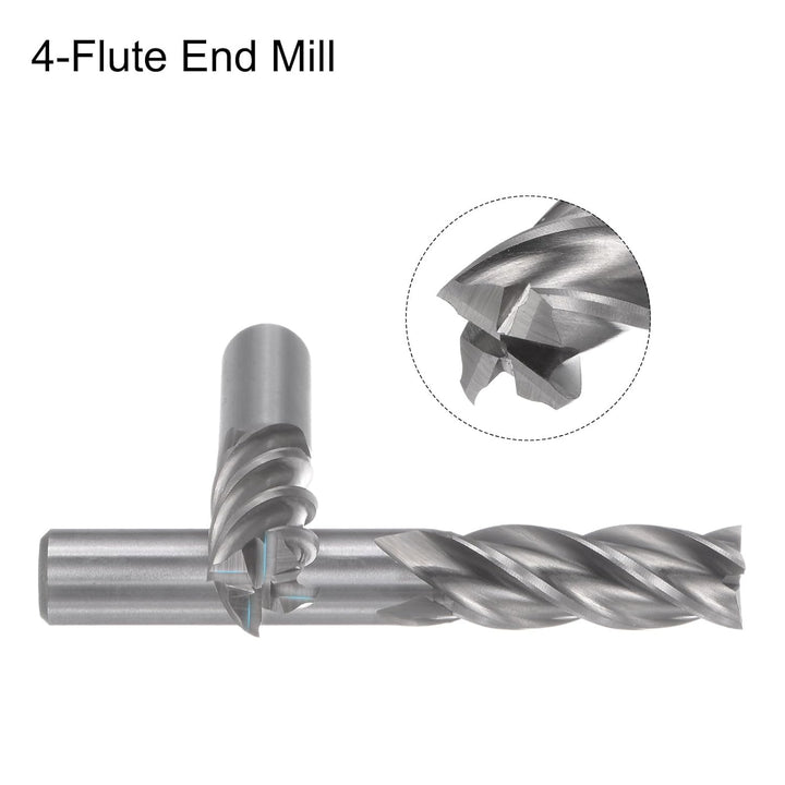QUARKZMAN 2Stk Hartmetall Schaft Fräser 4-Schneidig 13mm / 0.51" Schnellarbeitsstahl Cnc Fräser Bits