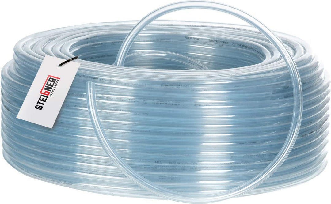 STEIGNER Benzinschlauch Wasserschlauch PVC Schlauch Transparent, Durchmesser: 13-17 mm, Länge: 15 m,