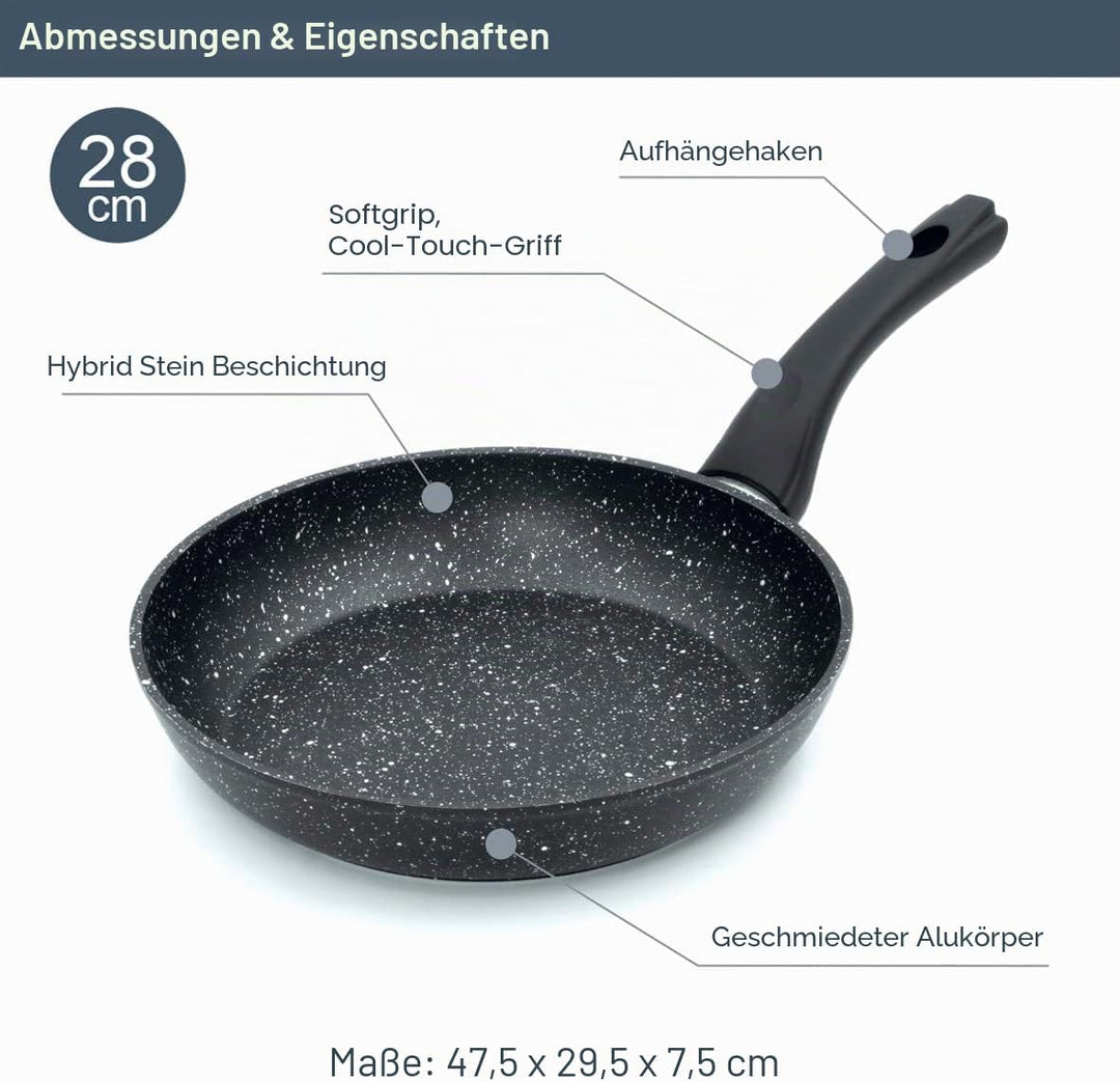 Blackmoor Home Antihaft Bratpfanne 28 cm – Aluminium Pfanne für Induktion, Gas &amp; Elektro, Verstärkte