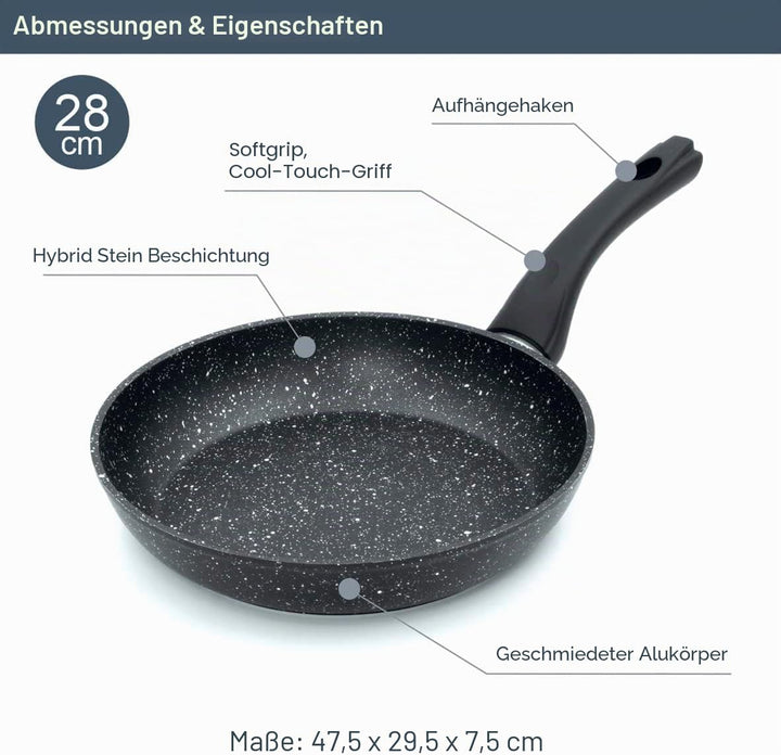 Blackmoor Home Antihaft Bratpfanne 28 cm – Aluminium Pfanne für Induktion, Gas &amp; Elektro, Verstärkte