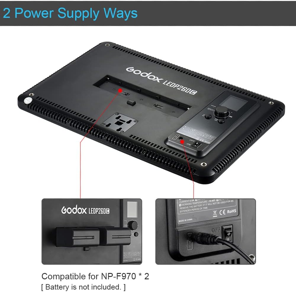 Godox LEDP260C Ultradünne 30-W-dimmbare LED-Videolicht-Kontrollleuchte 3200K-5600K Zweifarbige Tempe