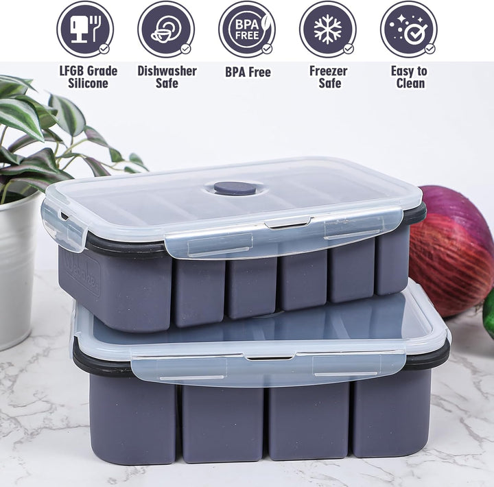 webake Suppen Einfrieren Behälter 2 Stück Silikon Gefrierbehälter mit Deckel 250ml 120ml Silikon Gef