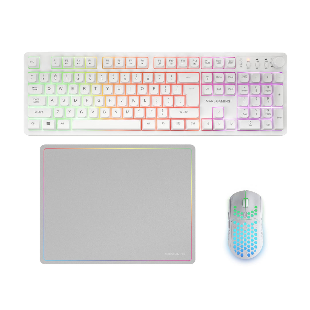 Mars Gaming MCPWX, Englisch US, Kabelloses Gaming-Combo, DualPro Link 2.4GPRO-Technologie, Vollforma