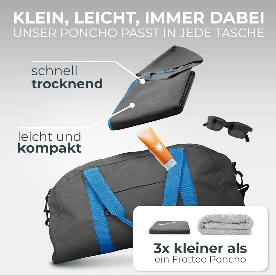 NirvanaShape Handtuch-Poncho für Erwachsene, Umziehhilfe & Handtuch zugleich, Surf-Poncho mit Quick-
