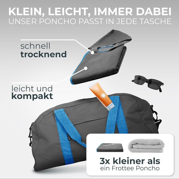 NirvanaShape Handtuch-Poncho für Erwachsene, Umziehhilfe & Handtuch zugleich, Surf-Poncho mit Quick-