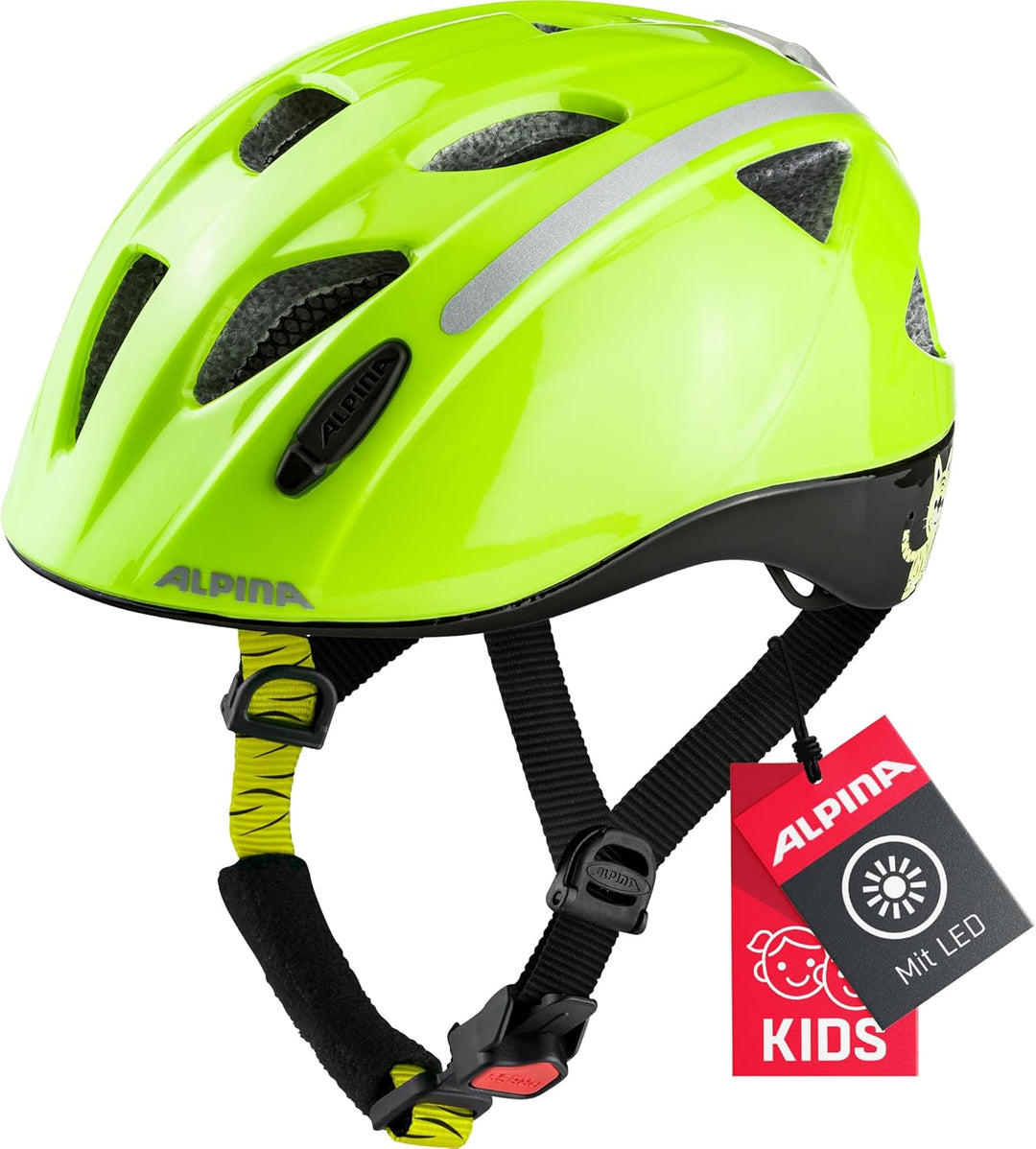 ALPINA XIMO Flash - Beleuchteter, Reflektierender, Leichter & Anpassbarer LED Fahrradhelm Für Kinder