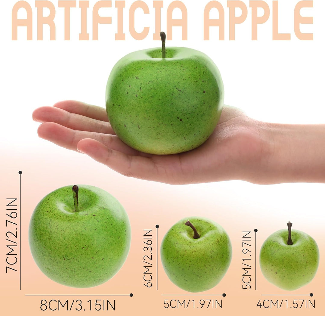 Gresorth 15 Stück Künstliche Grün Apfel Dekoration Gefälschte Obst Modell Realistisch Simulation Gem