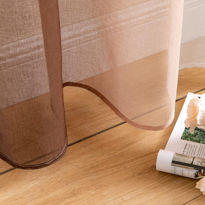 MIULEE 2er Set Voile Vorhang Zweifarbiger Vorhang mit Ösen Transparente Gardine Ösenschal Fenstersch