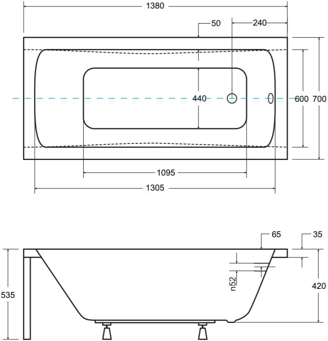 BADLAND Badewanne Original Weiss Acryl Wanne Rechteck OPTIMA 140x70 KOMPLETTSET SET + Füssen und Exk