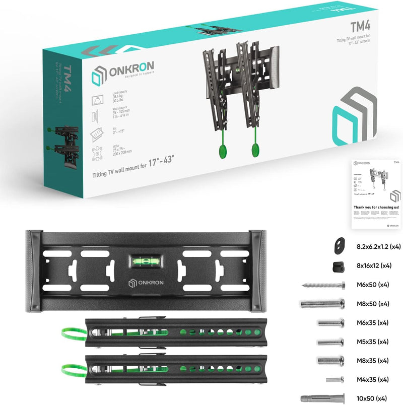 ONKRON Wandhalterung für TV 17"-43" mit einem Gewicht von bis zu 36,4 kg max VESA 200x200 einfache N