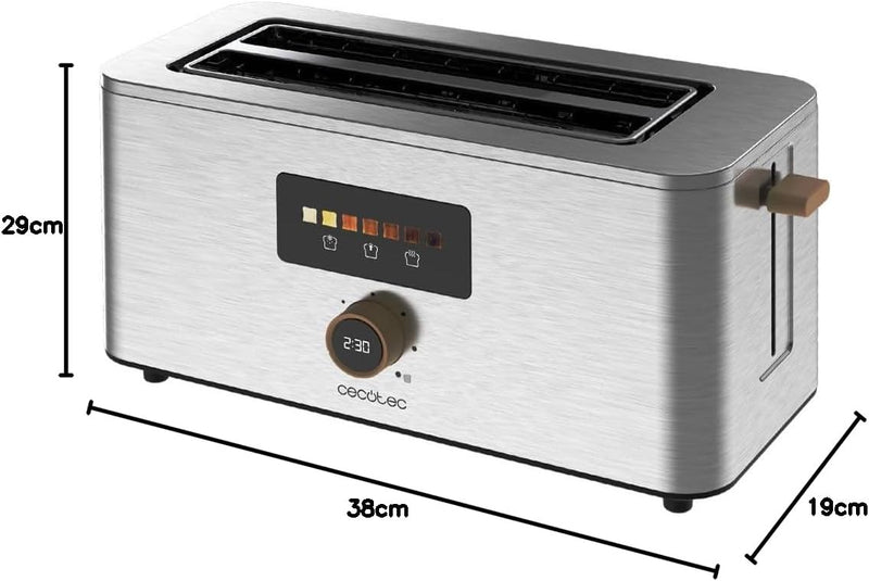 Cecotec Vertikaler Toaster mit 2 Langschlitzen Touch&Toast Extra Double, 1500 W, 4 Scheiben Brot, Ex