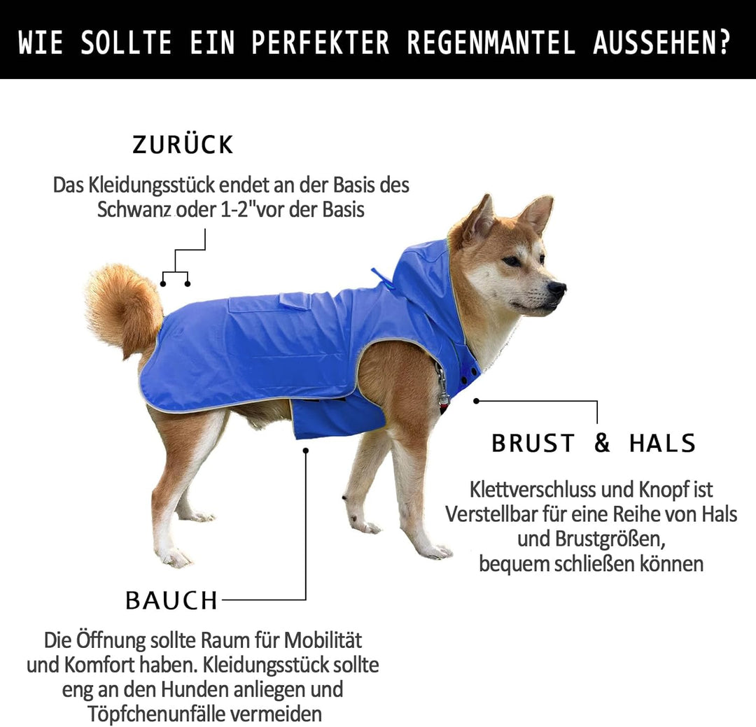 Hunde-Regenmantel, nicht steif, superweich im Griff, reflektierend, verstellbar, leicht zu tragen, L