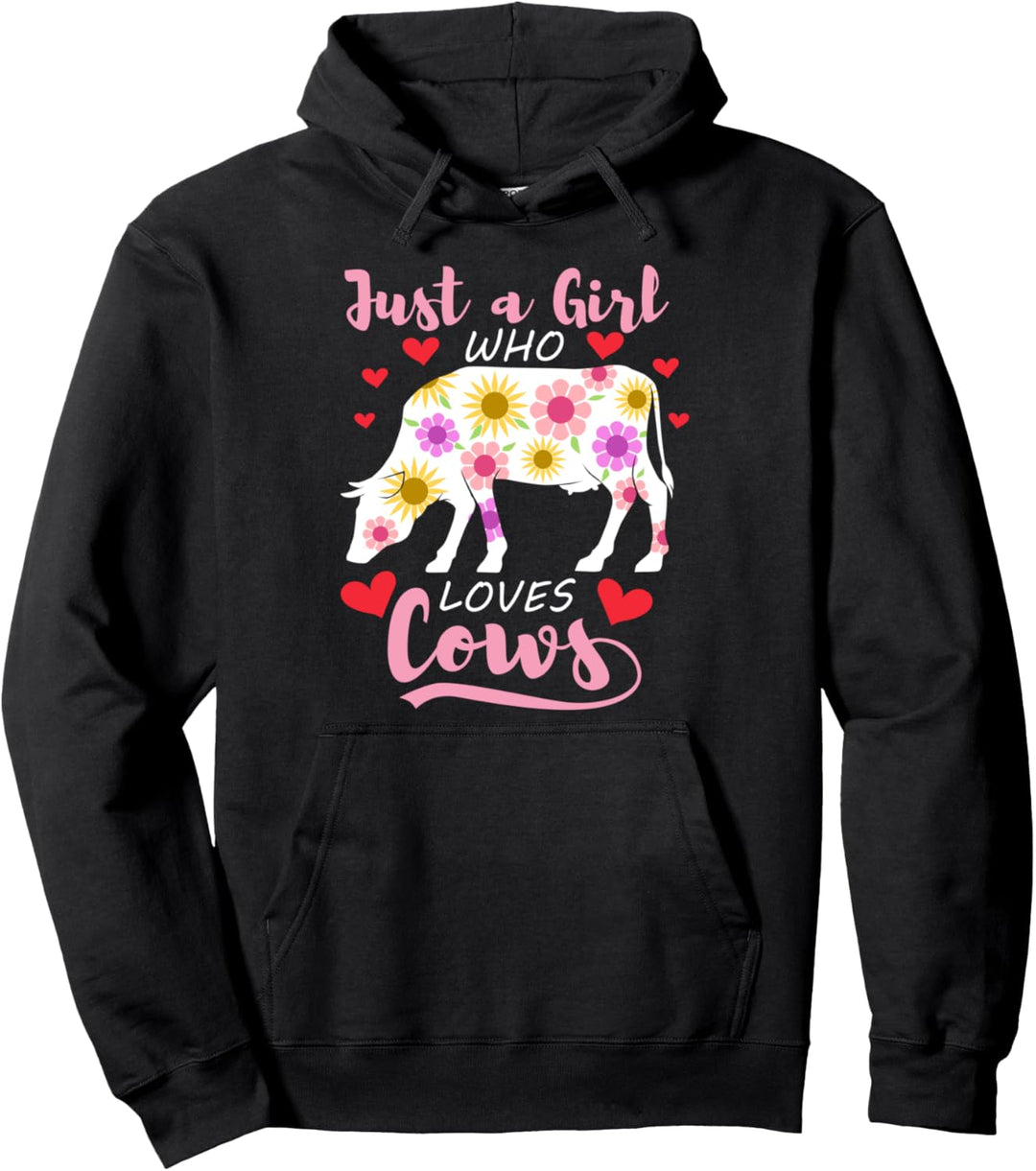 Lustiger Spruch Mädchen mag Kühe und Nutztiere Pullover Hoodie