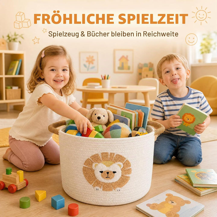 Aufbewahrungskorb Kinder Korb Geflochten Wäschekorb Kinderzimmer Wickeltisch Organizer Korb Mit Löwe