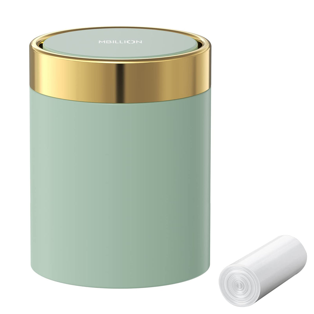 Mbillion Mini-Mülleimer mit Deckel, kleiner Schreibtisch-Mülleimer, niedlicher Metall-Mülleimer für