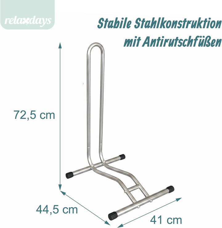 Relaxdays Fahrradständer, 29 Zoll, Reifenbreite bis 6,5 cm, Vorder- &amp; Hinterrad, Boden, 1 Fahrrad, R