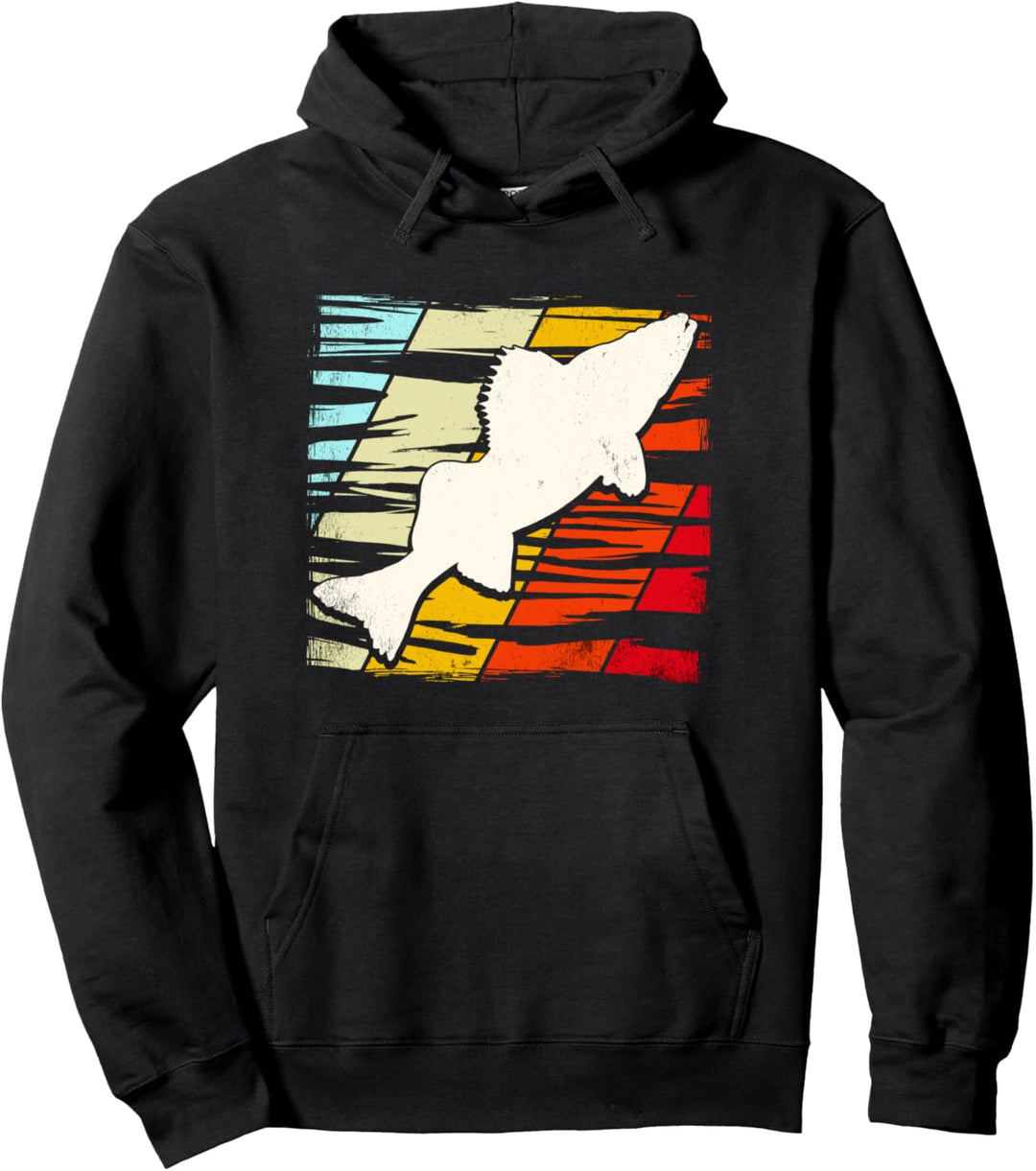 Retro Zander Angeln Süsswasser Fisch Angler Pullover Hoodie