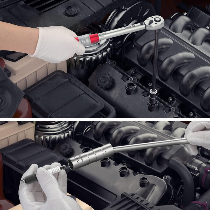 VANPO Drehmomentschlüssel 3/8 Zoll, 5-60Nm Drehmomentschlüssel Motorrad & Auto Set, ± 3% Fehlergenau