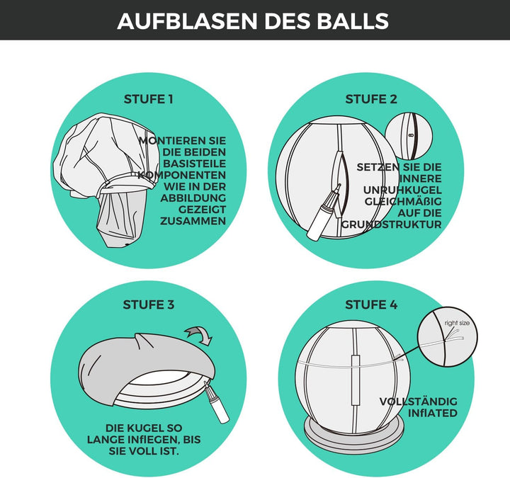 ProfiBalance Gymnastikball mit Abdeckung, Pezziball, Sitzball Büro Weinrot 60-65cm Sitzhöhe, Weinrot