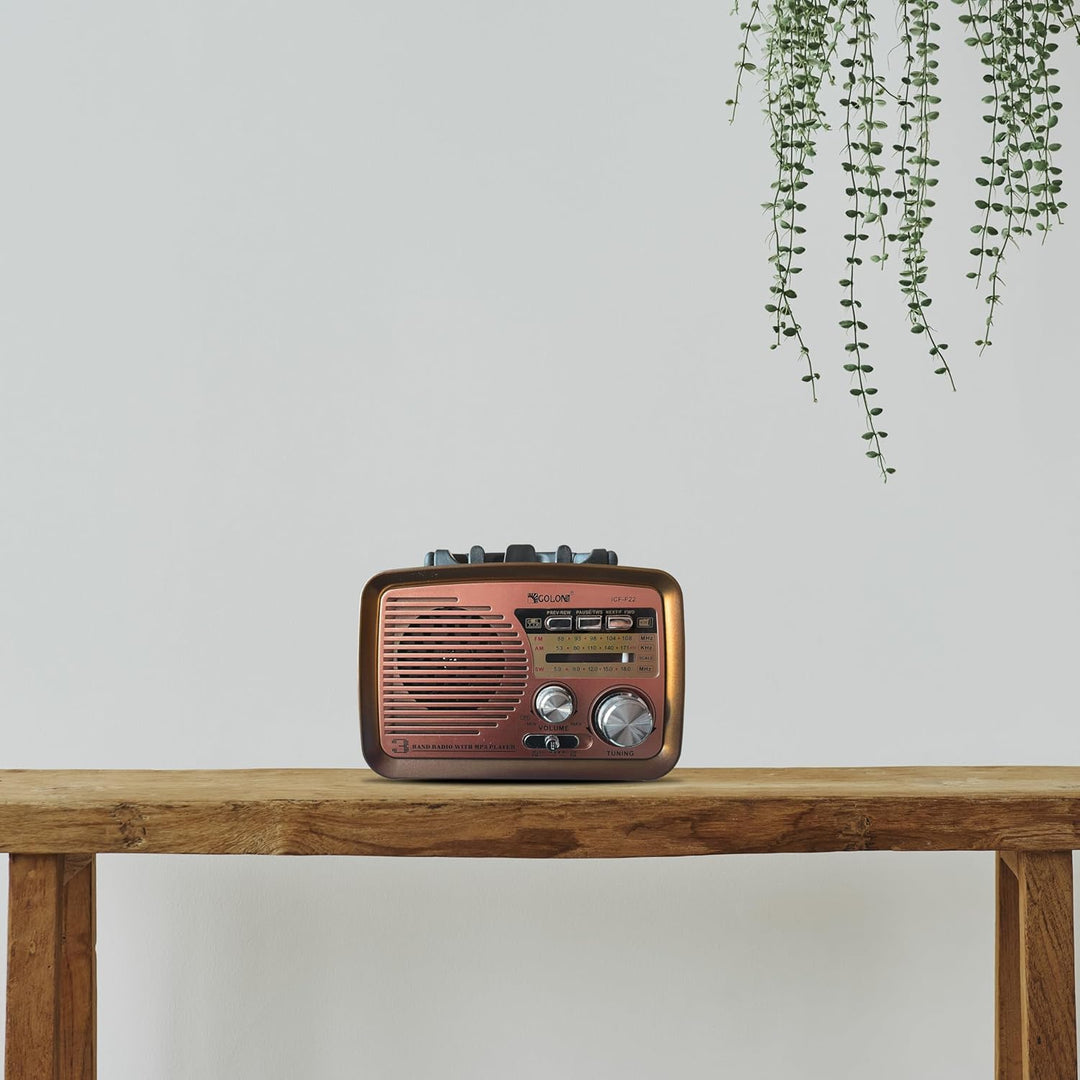 Retoo Radio Bluetooth FM Retro Nostalgie Kofferradio Gehäuse in Holzoptik Vintage Radio Kompaktanlag