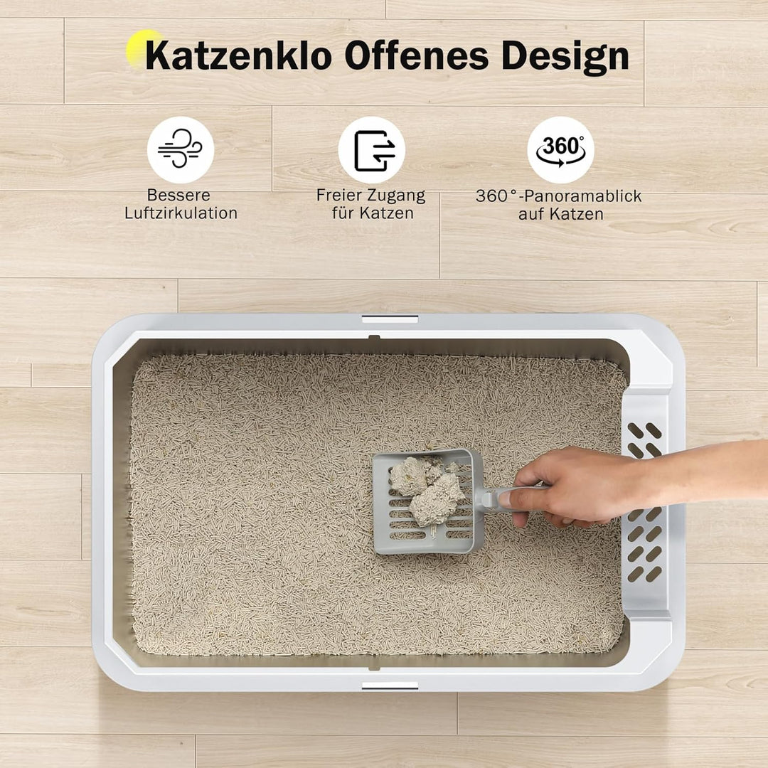 MIXJOY Katzenklo Edelstahl XL, Katzentoilette Edelstahl 28L Gross Kapazität Auslaufsicher mit Hohem
