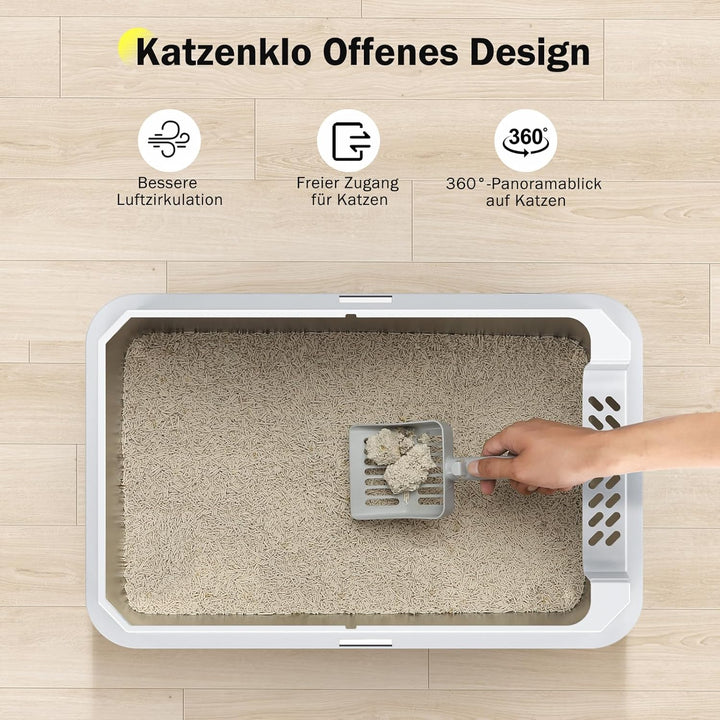 MIXJOY Katzenklo Edelstahl XL, Katzentoilette Edelstahl 28L Gross Kapazität Auslaufsicher mit Hohem