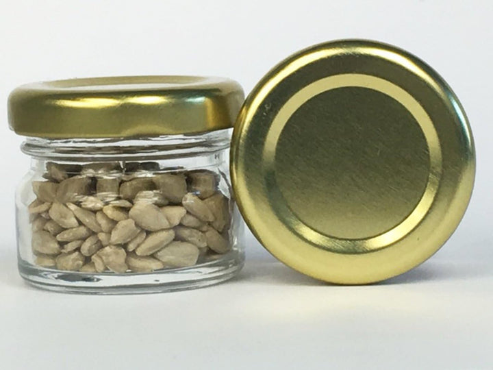 hocz 120er Set Sturzgläser Mini Gläser | Füllmenge 30 ml | Deckelfarbe Gold | To 43 Rundgläser Marme