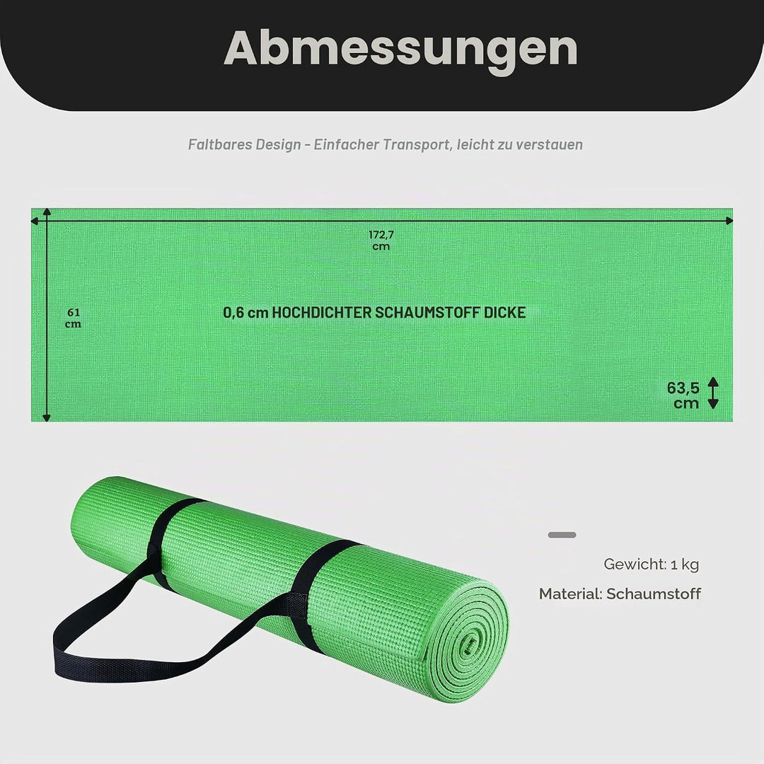 BalanceFrom GoYoga Allzweck-Yogamatte mit hoher Dichte, rutschfest, mit Tragegurt 1/4" grün, 1/4" gr