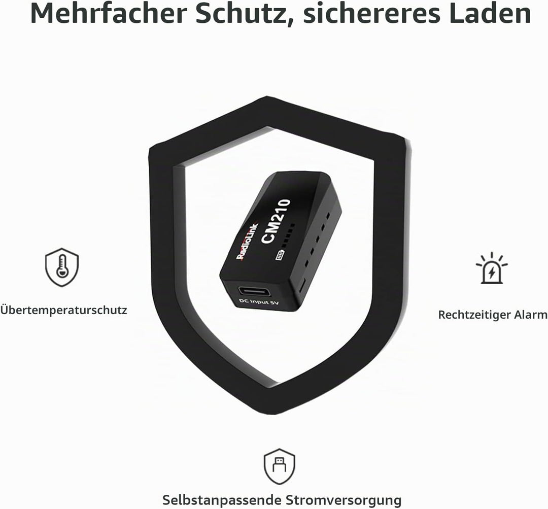 Radiolink CM210 1 Stück schneller 2S LiPo Akku Balance Ladegerät Micro Size USB Type-C Stecker, Netz