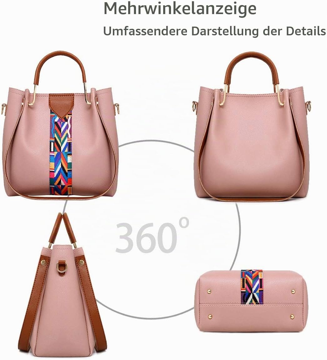 NICOLE &amp; DORIS Damen Handtaschen Umhängetaschen 4 Stück Handtaschen für Damen Top-Griffe Schultertas