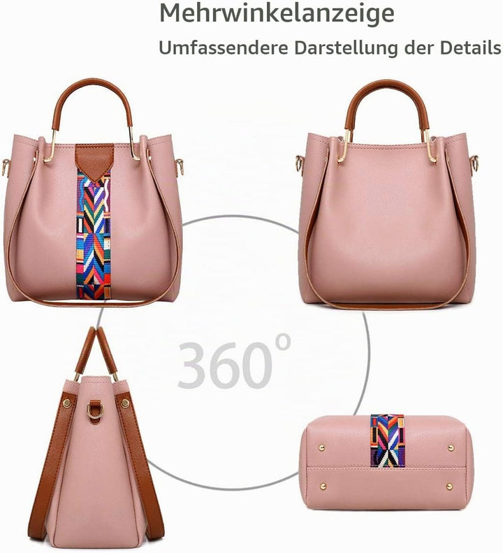 NICOLE &amp; DORIS Damen Handtaschen Umhängetaschen 4 Stück Handtaschen für Damen Top-Griffe Schultertas