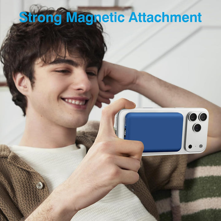 AOGUERBE for MagSafe Wireless Power Bank, Magnetische Powerbank 10000mAh mit USB C in&amp;Out, 22,5W Sch