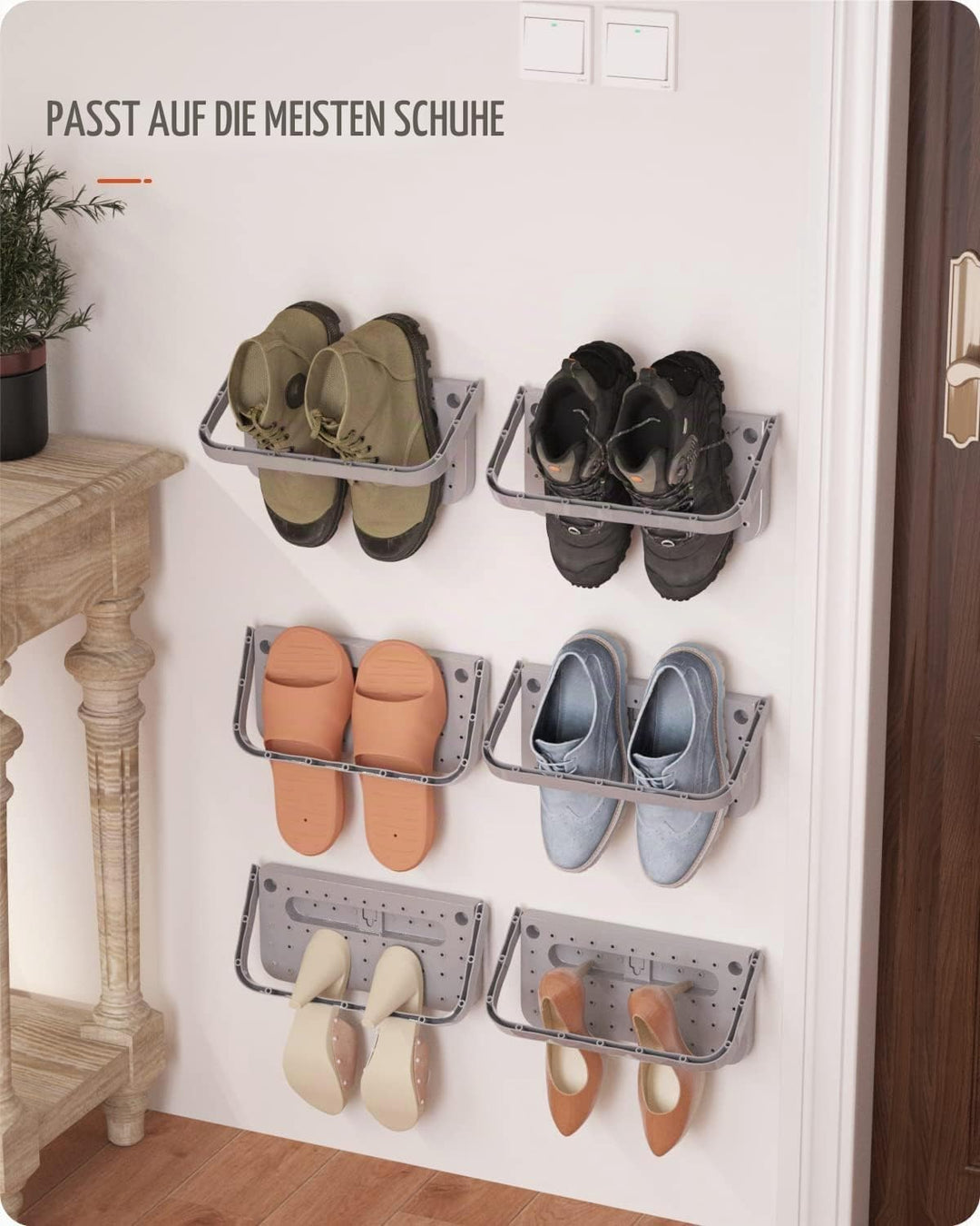 Baffect Schuhhalter faltbar Wand montiert 4 Stücke, Schuhregal Klappschuhregal Hängeregal für Schuhe