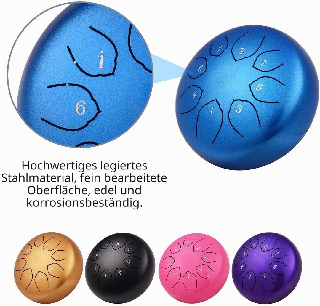 Musfunny Steel Tongue Drum Zungentrommel : 6 Zoll 8 Noten C-Dur Handpan Instrument - Stahlzungentrom