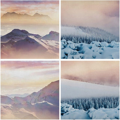 Bilder auf Leinwand 100x70cm Leinwandbild mit Rahmen Berge Schnee Winter Gross Wanddeko Bild Schlafz