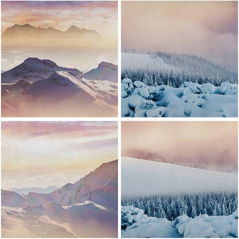 Bilder auf Leinwand 100x70cm Leinwandbild mit Rahmen Berge Schnee Winter Gross Wanddeko Bild Schlafz