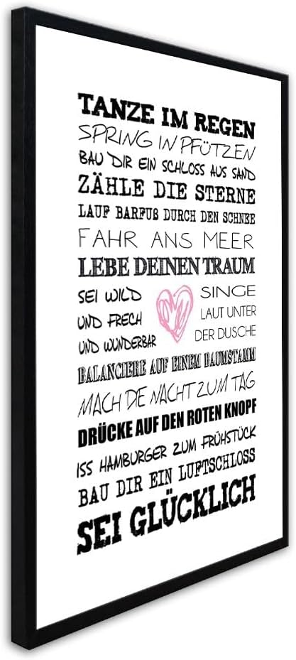 artissimo, Spruch-Bild gerahmt, 51x71cm, PE6001-ER, Tanze im Regen, Bild, Spruch-Poster mit Rahmen
