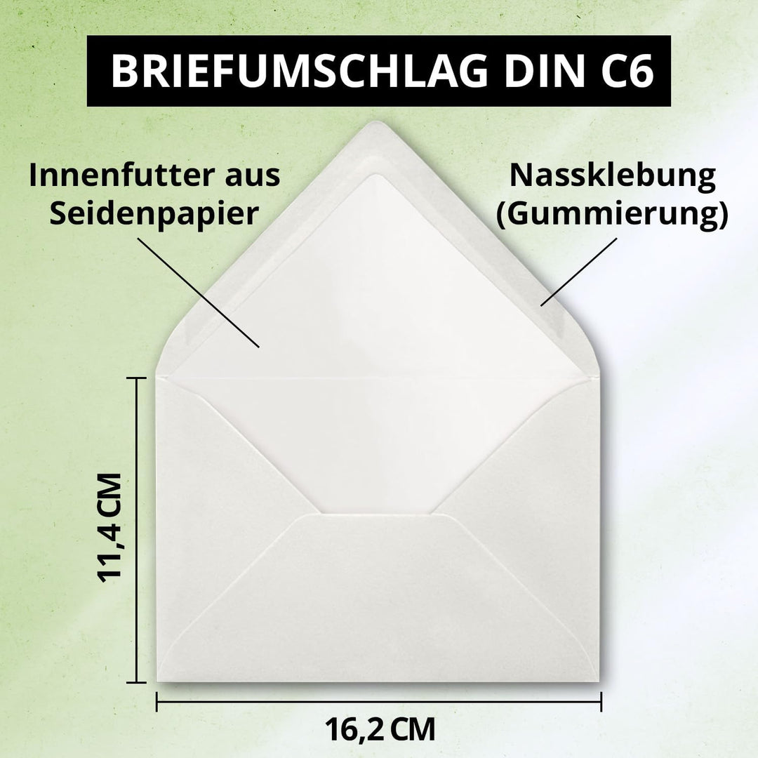700 Briefumschläge Hell-Grau - DIN C6 - gefüttert mit weissem Seidenpapier - 90 g/m² - 11,4 x 16,2 c