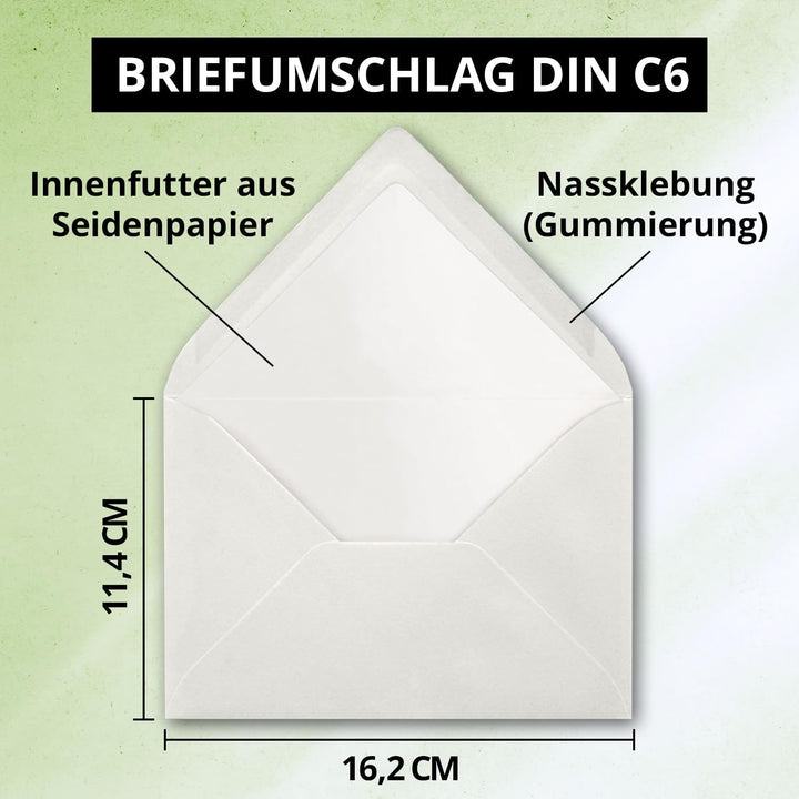 700 Briefumschläge Hell-Grau - DIN C6 - gefüttert mit weissem Seidenpapier - 90 g/m² - 11,4 x 16,2 c