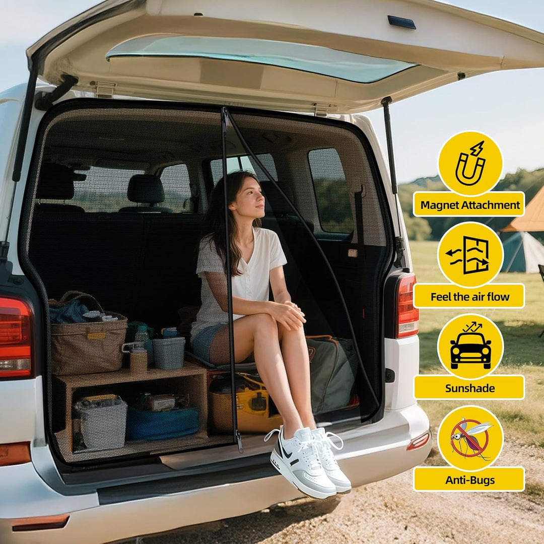 XCBYT Moskitonetz Auto Hintertür Kompatibel für VW T5 T6,Magnetisch Reissverschluss Fliegengitter Au