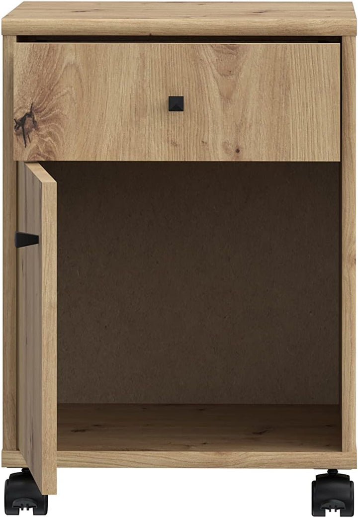 Forte Tempra 2 Rollcontainer mit 1 Tür und 1 Schublade, Holzwerkstoff, Artisan Eiche Dekor, B x H x